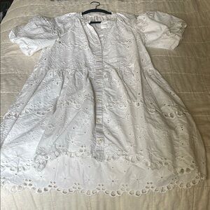 Anthropologie Cream Eyelet Dress